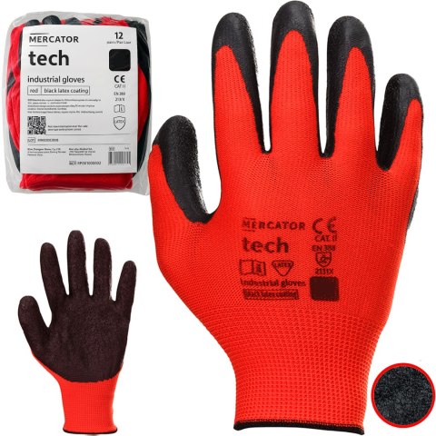 Rękawice Robocze MERCATOR Tech Red+Black Latex - 12 Par (10 - XL) Rękawice Robocze MERCATOR Tech Red+Black Latex - 12 Par (10 - XL)
