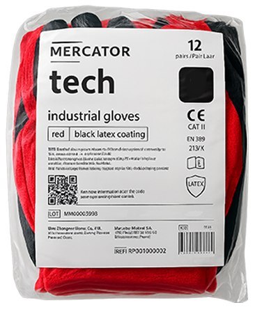 Rękawice Robocze MERCATOR Tech Red+Black Latex - 12 Par (10 - XL) Rękawice Robocze MERCATOR Tech Red+Black Latex - 12 Par (10 - XL)