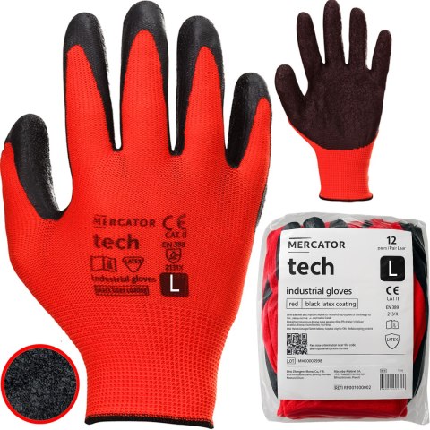 Rękawice Robocze MERCATOR Tech Red+Black Latex - 12 Par (10 - XL) Rękawice Robocze MERCATOR Tech Red+Black Latex - 12 Par (10 - XL)
