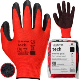 Rękawice Robocze MERCATOR Tech Red+Black Latex - 12 Par (9 - L)