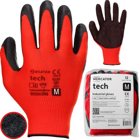 Rękawice Robocze MERCATOR Tech Red+Black Latex - 12 Par (9 - L) Rękawice Robocze MERCATOR Tech Red+Black Latex - 12 Par (9 - L)