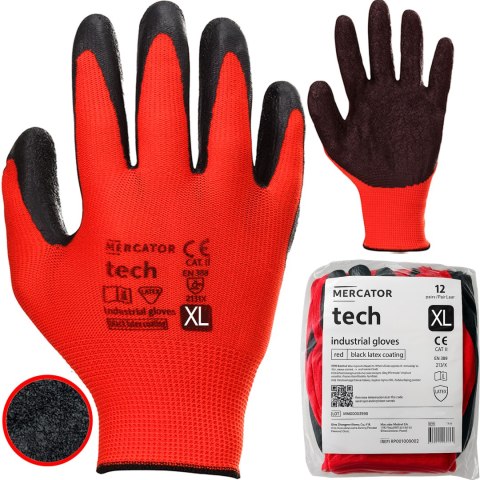 Rękawice Robocze MERCATOR Tech Red+Black Latex - 12 Par (9 - L) Rękawice Robocze MERCATOR Tech Red+Black Latex - 12 Par (9 - L)