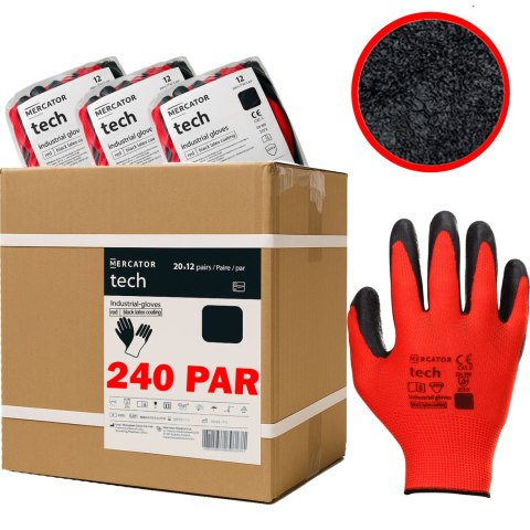 Rękawice Robocze MERCATOR Tech Red+Black Latex - 240 Par (8 - M) Rękawice Robocze MERCATOR Tech Red+Black Latex - 240 Par (8 - M)