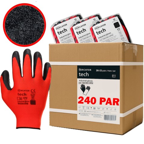 Rękawice Robocze MERCATOR Tech Red+Black Latex - 240 Par (8 - M) Rękawice Robocze MERCATOR Tech Red+Black Latex - 240 Par (8 - M)