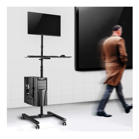 Wózek stand profesjonalny Maclean, mobilne stanowisko komputerowe na kółkach, max 17"-32", max 20kg, MC-793 Wózek stand profesjonalny Maclean, mobilne stanowisko komputerowe na kółkach, max 17"-32", max 20kg, MC-793