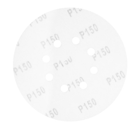 Krążki ścierne 150 mm, K150, 5 szt., z 8 otworami, 65mm Krążki ścierne 150 mm, K150, 5 szt., z 8 otworami, 65mm
