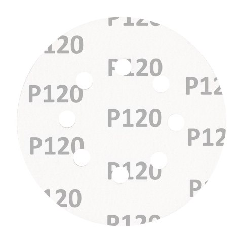 Krążki ścierne na rzep 125 mm, P120, 5 szt., z 8 otworami Krążki ścierne na rzep 125 mm, P120, 5 szt., z 8 otworami