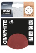 Krążki ścierne na rzep 125 mm, P180, 5 szt., z 8 otworami