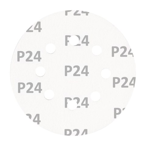 Krążki ścierne na rzep 125 mm, P24, 5 szt., z 8 otworami Krążki ścierne na rzep 125 mm, P24, 5 szt., z 8 otworami