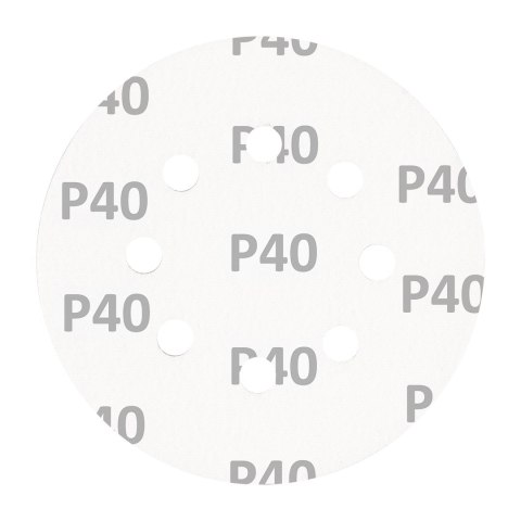 Krążki ścierne na rzep 125 mm, P40, 5 szt., z 8 otworami Krążki ścierne na rzep 125 mm, P40, 5 szt., z 8 otworami