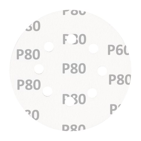 Krążki ścierne na rzep 125 mm, P80, 5 szt., z 8 otworami Krążki ścierne na rzep 125 mm, P80, 5 szt., z 8 otworami