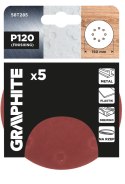 Krążki ścierne na rzep 150 mm, P120, 5 szt., z 8 otworami