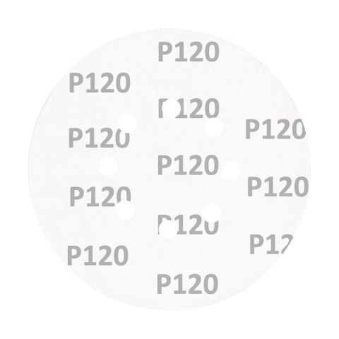 Krążki ścierne na rzep 150 mm, P120, 5 szt., z 8 otworami Krążki ścierne na rzep 150 mm, P120, 5 szt., z 8 otworami