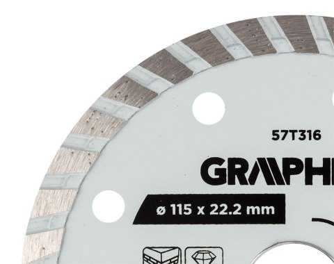 Tarcza diamentowa do cięcia turbo, 115 x 22.22 mm, na sucho i mokro Tarcza diamentowa do cięcia turbo, 115 x 22.22 mm, na sucho i mokro