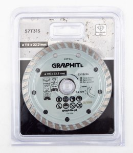Tarcza diamentowa do cięcia turbo, 115 x 22.22 mm, na sucho