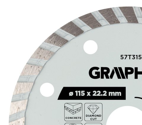 Tarcza diamentowa do cięcia turbo, 115 x 22.22 mm, na sucho Tarcza diamentowa do cięcia turbo, 115 x 22.22 mm, na sucho