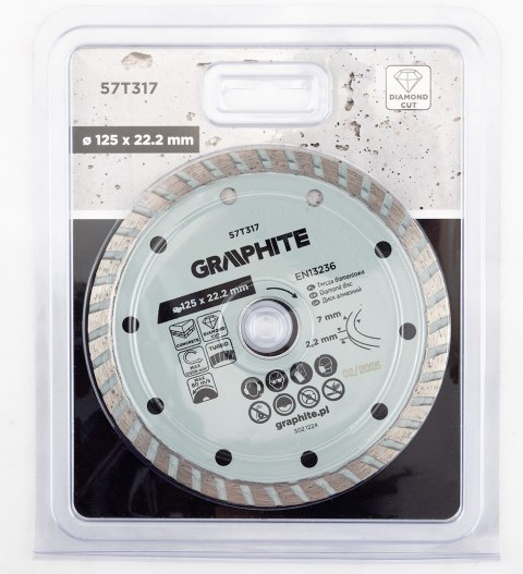 Tarcza diamentowa do cięcia turbo, 125 x 22.22 mm, na sucho Tarcza diamentowa do cięcia turbo, 125 x 22.22 mm, na sucho