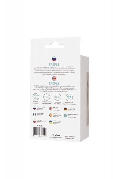 ToDo by Toyfa Anal plug Triple, silicone, mint, 10.5 cm, O 2.4 cm ToDo by Toyfa Anal plug Triple, silicone, mint, 10.5 cm, O 2.4 cm