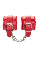 Anonymo handcuffs, PU leather, red, 27 cm