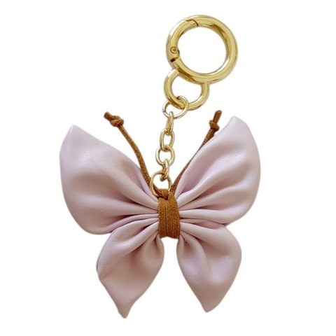 Brelok do kluczy skórzany MOTYL, KOKARDKA jasny fiolet BRL367FIO