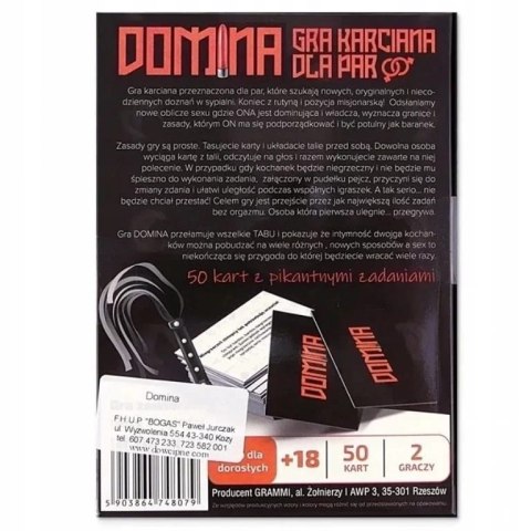 Gra Karciana Dla Dorosłych - DOMINA Gra Karciana Dla Dorosłych - DOMINA