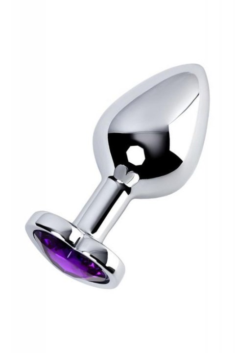 Silver anal plug with purple gem heart-shaped Silver anal plug with purple gem heart-shaped