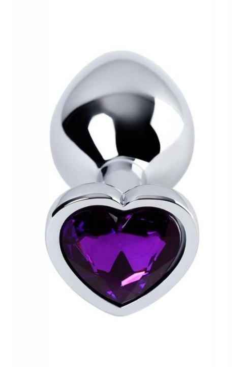 Silver anal plug with purple gem heart-shaped Silver anal plug with purple gem heart-shaped