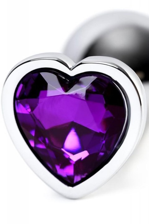 Silver anal plug with purple gem heart-shaped Silver anal plug with purple gem heart-shaped