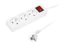 98-033# Przedłużacz sieciowy pr-370wsp 3-gniazda z uziemieniem+wyłącznik 5m biały 3x1,5mm