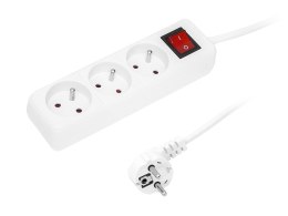 98-033# Przedłużacz sieciowy pr-370wsp 3-gniazda z uziemieniem+wyłącznik 5m biały 3x1,5mm