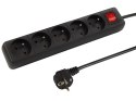 98-073# Przedłużacz sieciowy pr-570wsp 5-gniazd z uziemieniem+wyłącznik 2m czarny 3x1,5mm