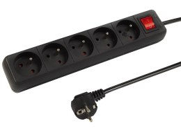 98-073# Przedłużacz sieciowy pr-570wsp 5-gniazd z uziemieniem+wyłącznik 2m czarny 3x1,5mm