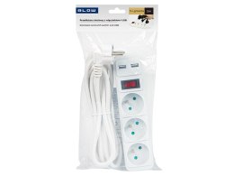 98-082# Przedłużacz sieciowy pr-370wsp/usb 3-gniazda+usb z uziemieniem+wyłącznik 5m biały 3x1,5mm