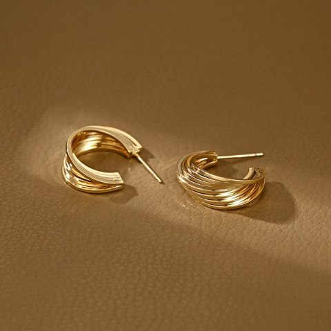 Kolczyki ze stali szlachetnej pozłacanej 14k złotem, sztyft srebro S925 KST3404