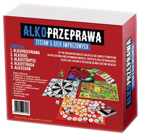 Gra Planszowa Dla Dorosłych - ALKOPRZEPRAWA - Zestaw 5 Gier Imprezowych Gra Planszowa Dla Dorosłych - ALKOPRZEPRAWA - Zestaw 5 Gier Imprezowych