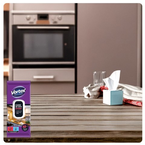 VORTEX Chusteczki nawilżane do kuchni, flip top, 48 sztuk VORTEX Chusteczki nawilżane do kuchni, flip top, 48 sztuk