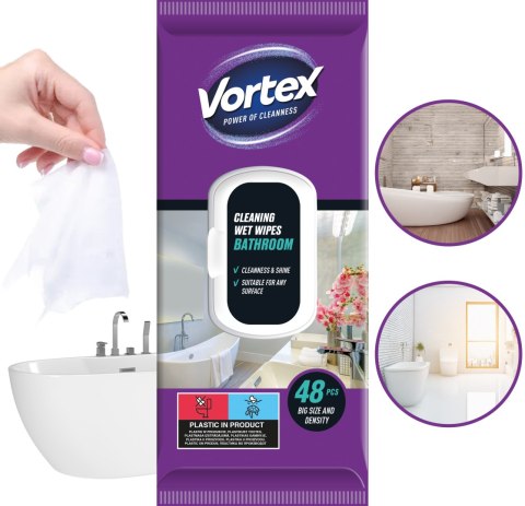 VORTEX Chusteczki nawilżane do łazienki, flip top, 48 sztuk VORTEX Chusteczki nawilżane do łazienki, flip top, 48 sztuk
