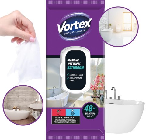 VORTEX Chusteczki nawilżane do łazienki, flip top, 48 sztuk VORTEX Chusteczki nawilżane do łazienki, flip top, 48 sztuk