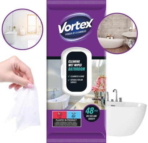 VORTEX Chusteczki nawilżane do łazienki, flip top, 48 sztuk VORTEX Chusteczki nawilżane do łazienki, flip top, 48 sztuk
