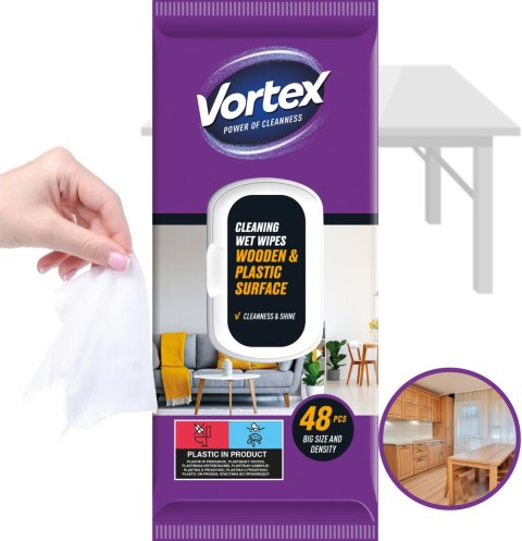 VORTEX Chusteczki nawilżane do mebli, flip top, 48 sztuk VORTEX Chusteczki nawilżane do mebli, flip top, 48 sztuk