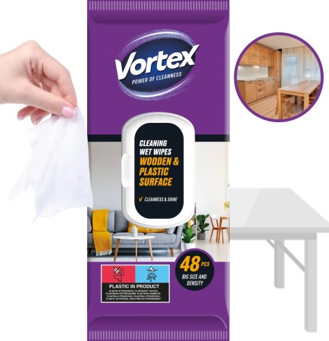 VORTEX Chusteczki nawilżane do mebli, flip top, 48 sztuk VORTEX Chusteczki nawilżane do mebli, flip top, 48 sztuk