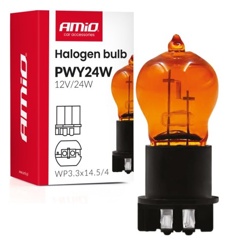 Żarówka halogenowa pwy24w wp3.3x14.5-4 amber 12v 24w amio-04410 Żarówka halogenowa pwy24w wp3.3x14.5-4 amber 12v 24w amio-04410