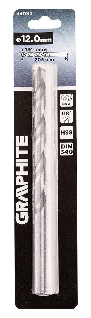 Wiertło do metalu HSS, DIN 340, przedłużane, 12 mm Wiertło do metalu HSS, DIN 340, przedłużane, 12 mm