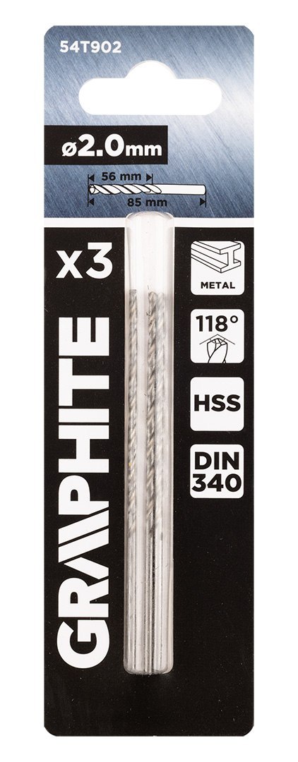 Wiertło do metalu HSS, DIN 340, przedłużane, 2 mm, 3 szt. Wiertło do metalu HSS, DIN 340, przedłużane, 2 mm, 3 szt.