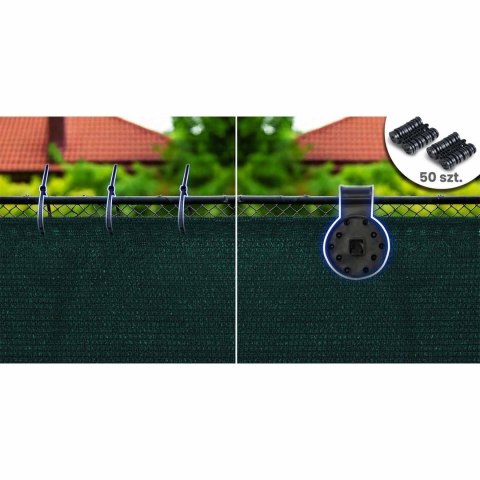 Siatka cieniująca 1,5x50m 110 g/m2 + 50 zacisków zielona Siatka cieniująca 1,5x50m 110 g/m2 + 50 zacisków zielona