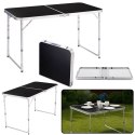 Stół Turystyczny Kempingowy Składany Regulowany Aluminiowy Czarny 120x60cm Stół Turystyczny Kempingowy Składany Regulowany Aluminiowy Czarny 120x60cm