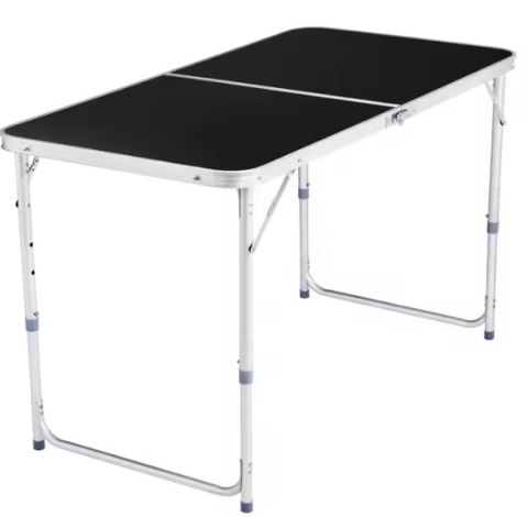 Stół Turystyczny Kempingowy Składany Regulowany Aluminiowy Czarny 120x60cm Stół Turystyczny Kempingowy Składany Regulowany Aluminiowy Czarny 120x60cm