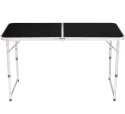 Stół Turystyczny Kempingowy Składany Regulowany Aluminiowy Czarny 120x60cm Stół Turystyczny Kempingowy Składany Regulowany Aluminiowy Czarny 120x60cm