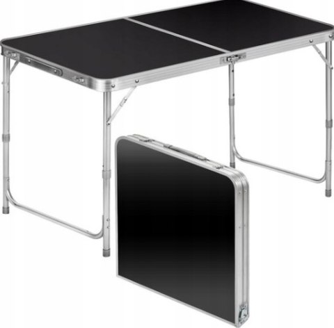 Stół Turystyczny Kempingowy Składany Regulowany Aluminiowy Czarny 120x60cm Stół Turystyczny Kempingowy Składany Regulowany Aluminiowy Czarny 120x60cm