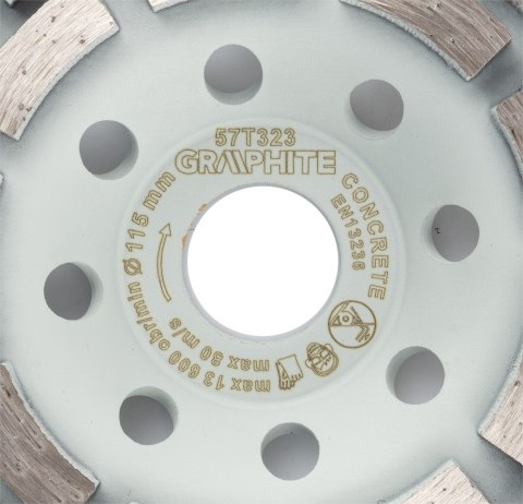 Tarcza diamentowa szlifierska, 2 segmenty, 115 x 22.2 mm, na sucho Tarcza diamentowa szlifierska, 2 segmenty, 115 x 22.2 mm, na sucho